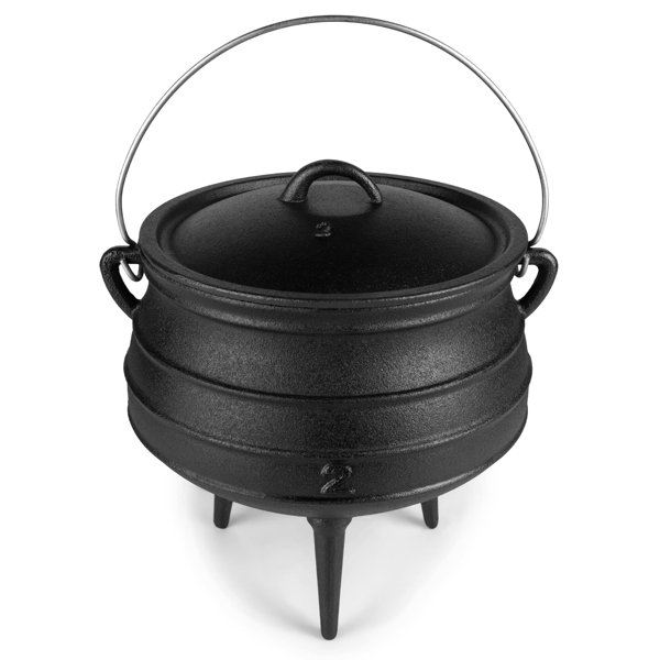 Bruntmor PreSeasoned Cast Iron Cauldron6 Quarts African Potjie Pot